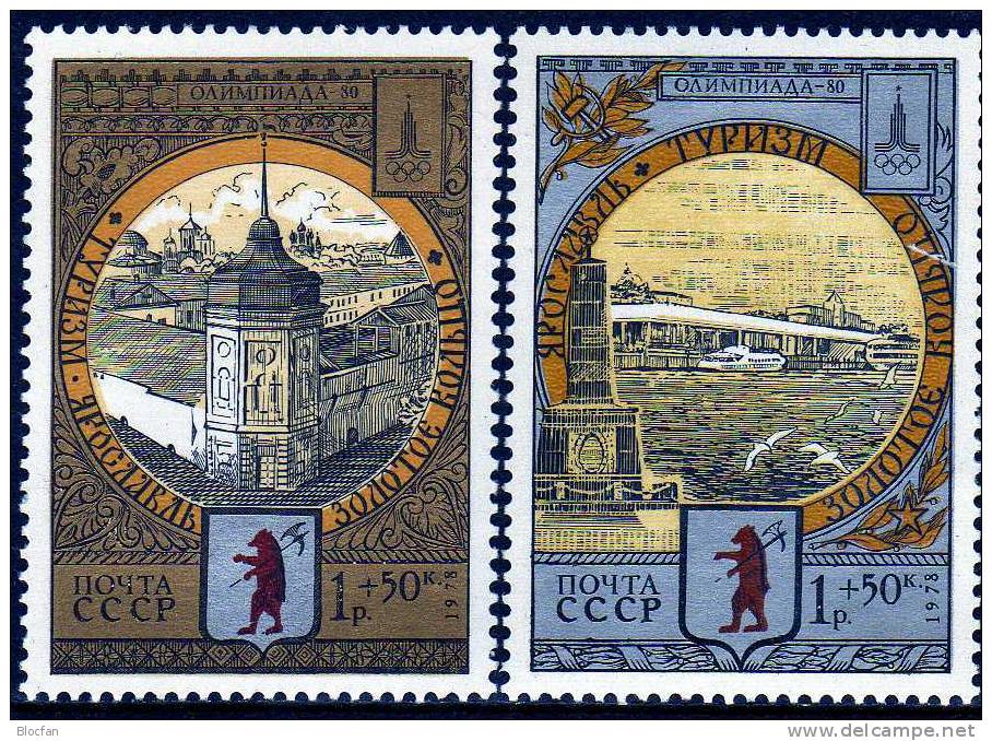 Goldener Ring Serie III Jaroslawl 1978 Olympiade Moskau Sowjetunion 4812/3 ** 6€ Architectur Olympic Set Of USSR CCCP SU - Unused Stamps