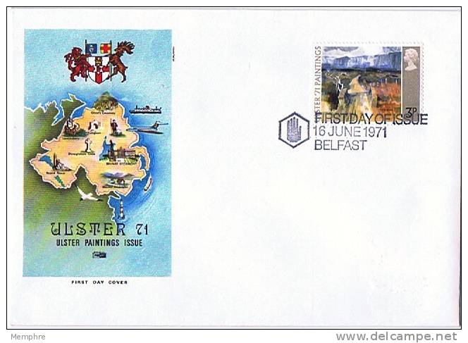 1971  Ulster Paintings  Issue 3 P. Value  Unaddrssed FDC - 1971-1980 Em. Décimales