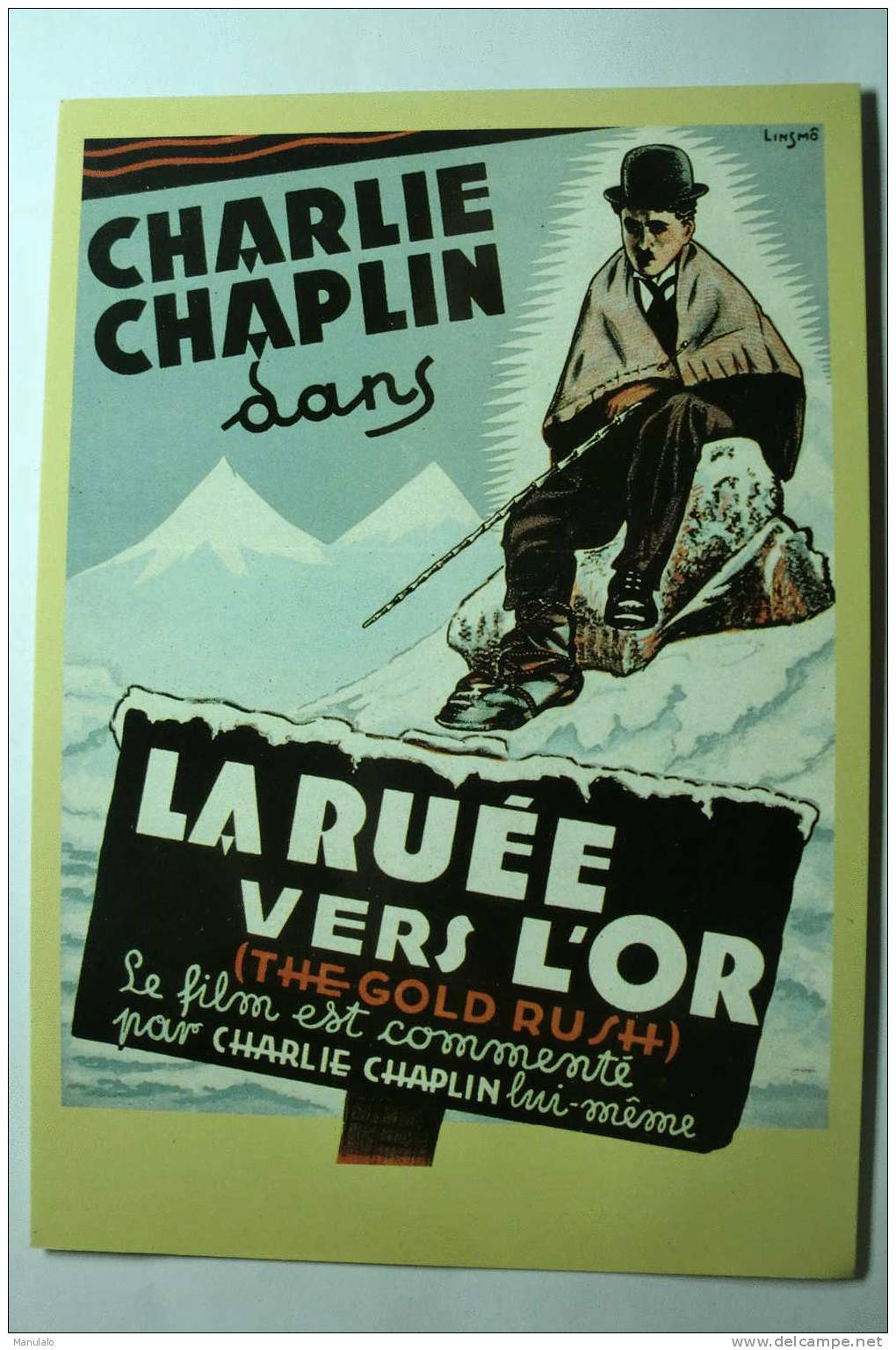 Carte Publicitaire Télerama, La Mémoire Du Cinéma - Charlie Chaplin Dans La Ruée Vers L'or - Publicité