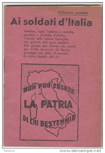 PO5211A# LIBRETTO OMAGGIO AI SOLDATI D'ITALIA - COMITATO CENTRALE ANTIBLASFEMO 1935 - Italian