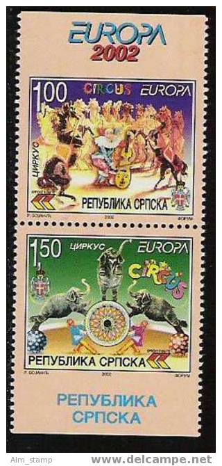 2002 Bosnien-  Herz  Serbische Rep.   Mi. 241-2 D  ** MNH  Carnet Stamp Europa - 2002