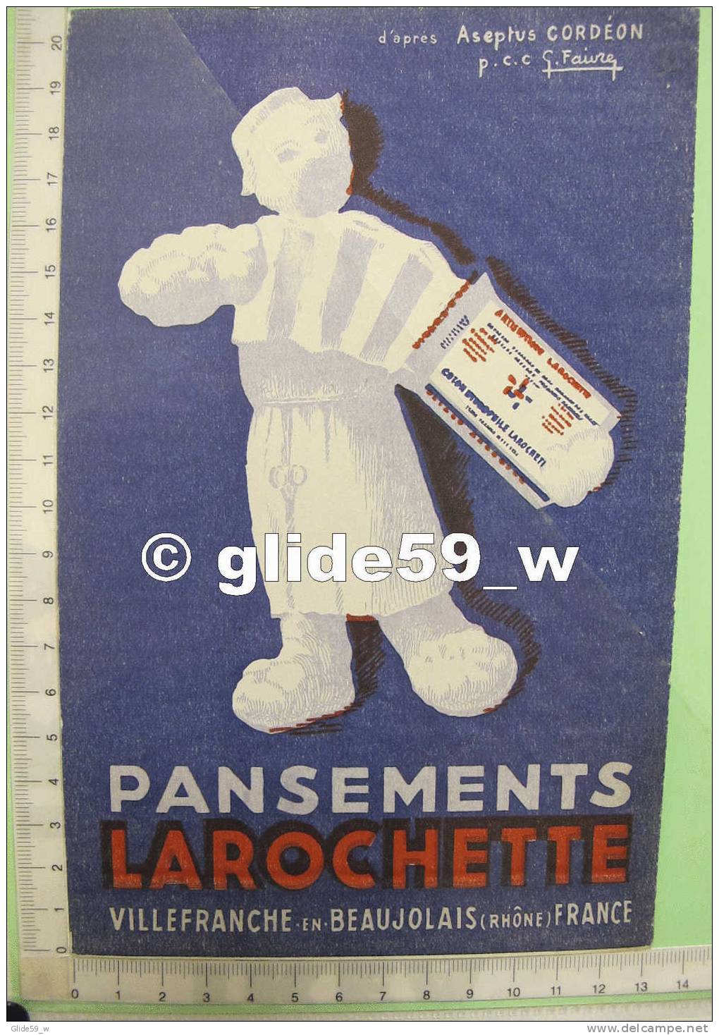 Buvard Pansements LAROCHETTE - Villefranche-en-Beaujolai S (d'après Aseptus Cordéon) (n° 1) - 1 - Chemist's