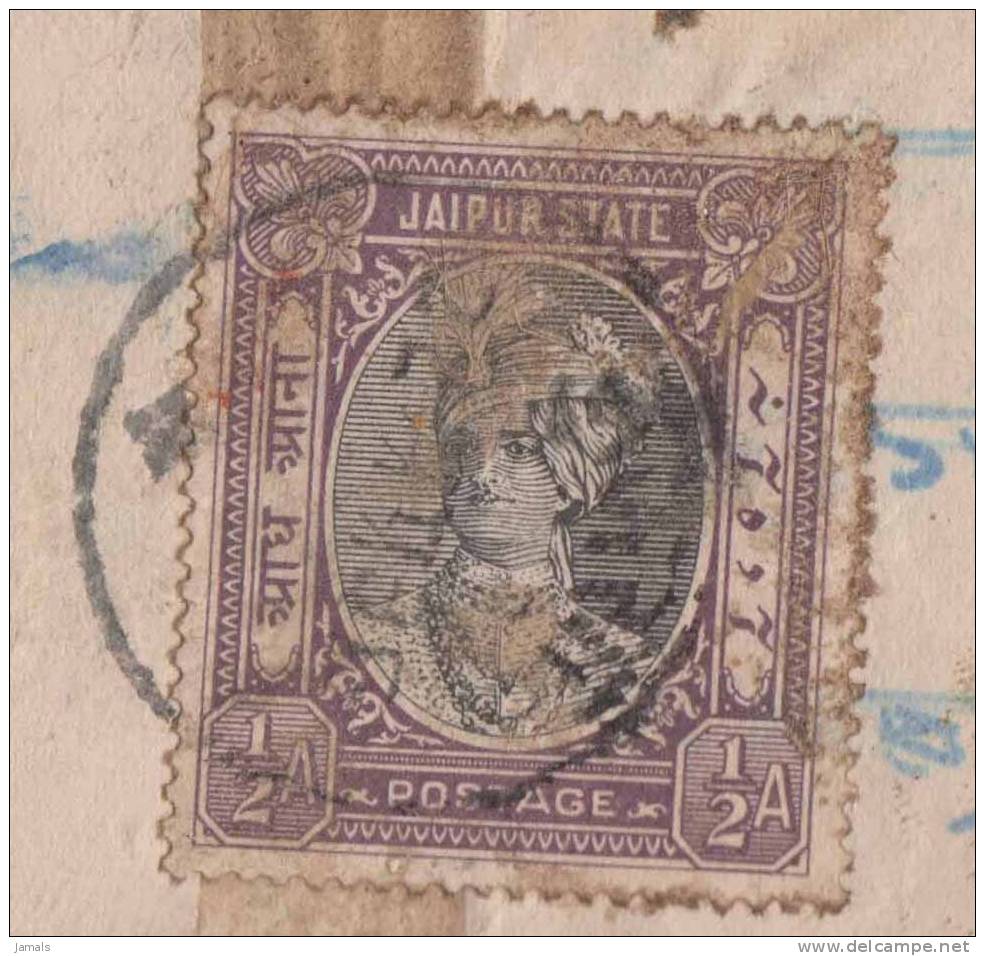 Princely State Jaipur, Commercial Cover Bearing 1/2 An, India As Per The Scan - Jaipur