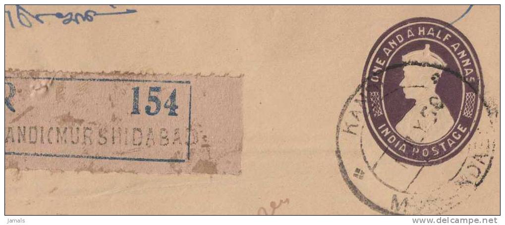 Br India King George VI, Postal Stationery Envelope, Registered, Used India As Per The Scan - 1936-47 Koning George VI