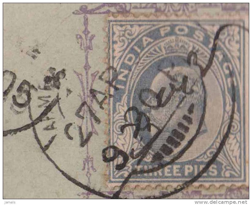 Br India King Edward, Bearing On Bazar Card, India As Per The Scan - 1902-11  Edward VII