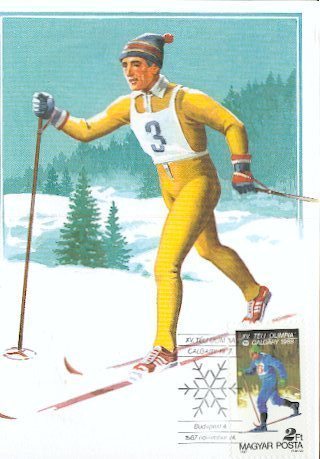 HONGRIE CARTE MAXIMUM NUM.YVERT 3136  SKI DE FOND  SPORT JEUX OLYMPIQUES 88 CALGARY - Cartoline Maximum