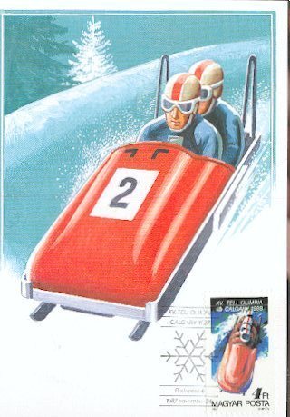 HONGRIE CARTE MAXIMUM NUM.YVERT 3139 BOBSLEIGH   SPORT JEUX OLYMPIQUES 88 CALGARY - Maximumkarten (MC)