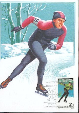 HONGRIE CARTE MAXIMUM NUM.YVERT 3135 PATINAGE SPORT JEUX OLYMPIQUES 88 CALGARY - Cartes-maximum (CM)