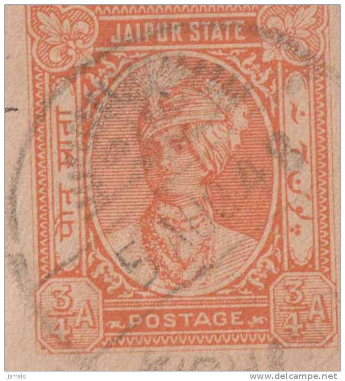 Princely State Jaipur, Postal Stationery Envelope, Used, India As Per The Scan - Jaipur