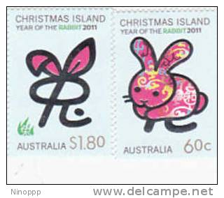 Christmas Island 2011 Year Of The Rabbit Set MNH - Christmaseiland