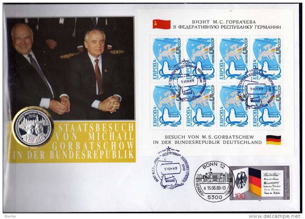 EUROPA 1989 Sowjetunion 5955 8-KB Auf FDC 82€ Friedenstaube Flagge Gorbatschow In Deutschland Sheetlet From USSR CCCP SU - FDC