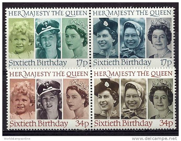 Great Britain, Year 1986, Mi 1064-1067, Queen's 60th Birthday Set, MNH ** - Nuovi