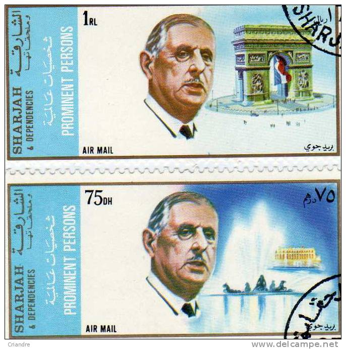 SHARJAH     2  Timbres. - De Gaulle (Generaal)