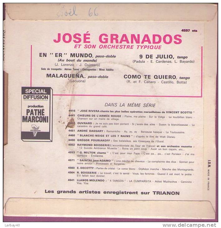 45 T  Jose Granado Como Te Quiro - Sonstige - Spanische Musik