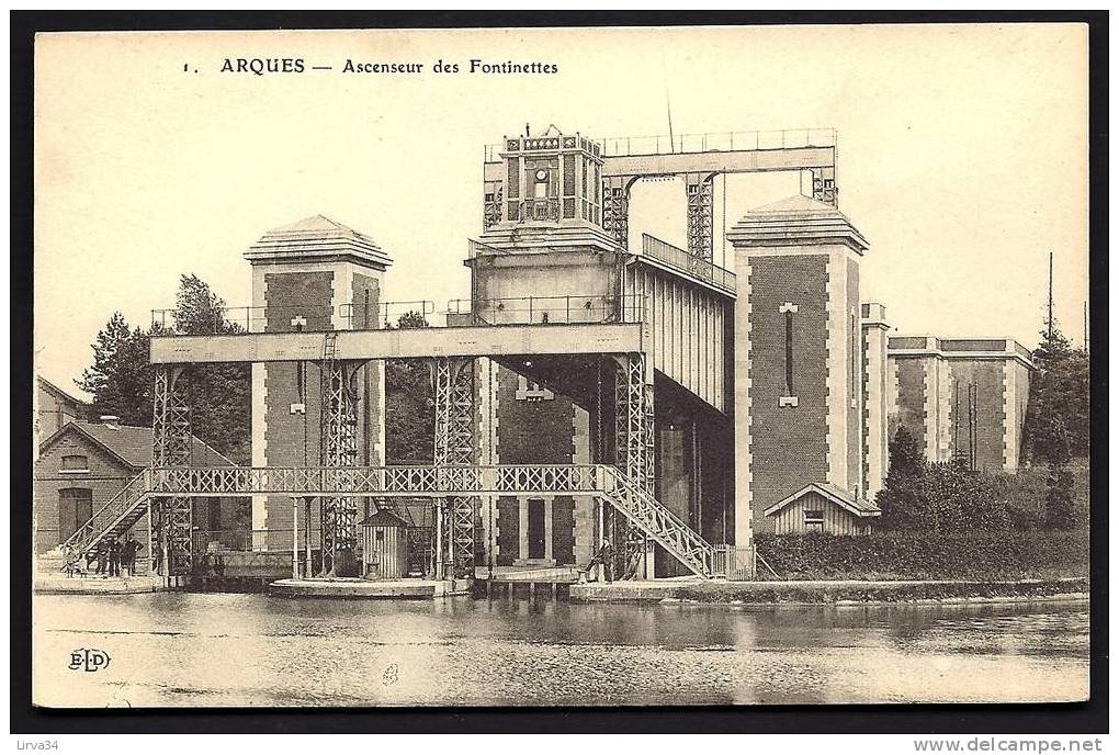 CPA  ANCIENNE- FRANCE- ARQUES (62)- ASCENSEUR DES FONTINETTES EN TRES GROS PLAN DE FACE- ANIMATION - Arques