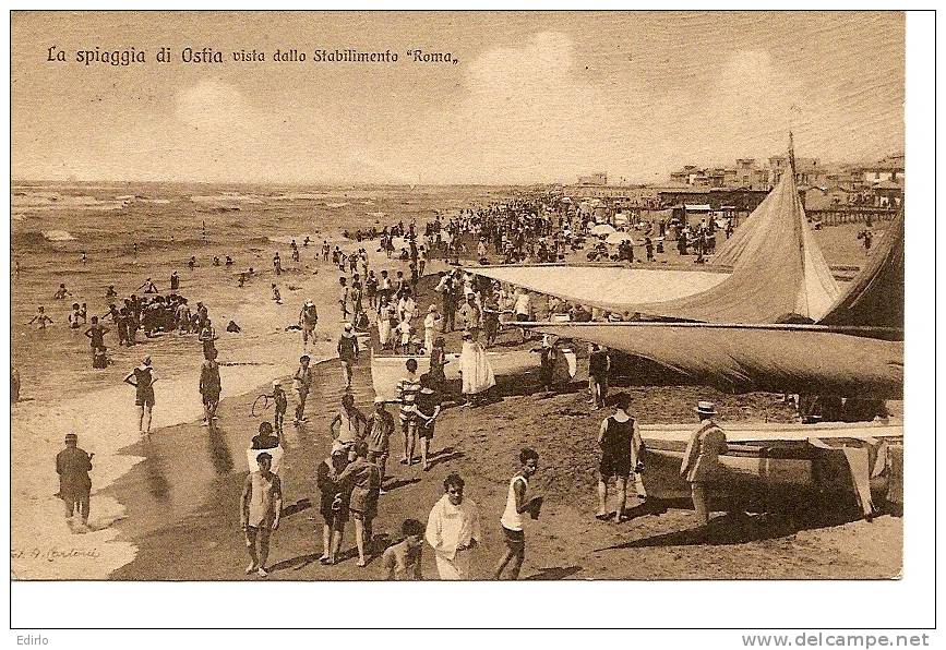 Spiaggia Di Astia Vista Dallo Stabilimento Roma Timbre Décollé - TTB - Altri & Non Classificati