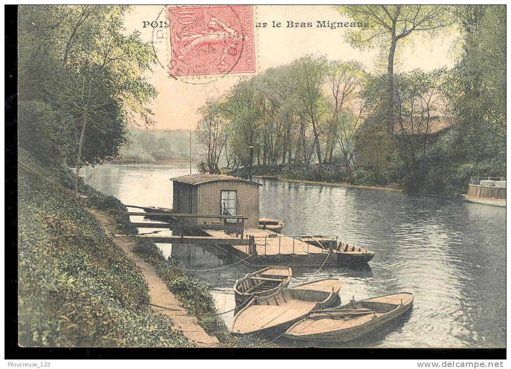 78 - POISSY - "" Le Bras Migneaux "" - TRES BELLE CARTE COLORISEE - Poissy