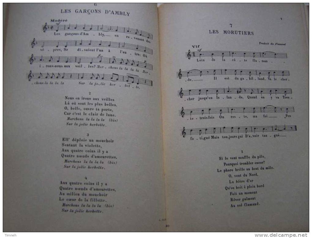 ANTHOLOGIE DU CHANT SCOLAIRE-CHANSONS POPULAIRES Des PROVINCES De FRANCE-1933 Ménestrel-NORD EST LORRAINE FLANDRE - Franche-Comté