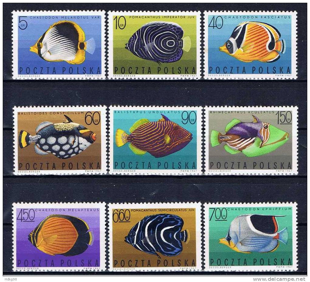 PL Polen 1967 Mi 1748-56 Mnh Fische - Neufs