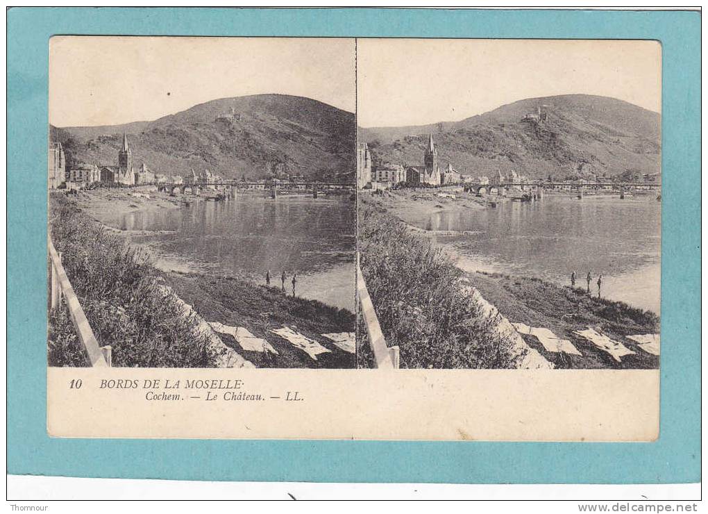 CARTE STEREO  -  Bords De La Moselle  -  Cochem .  -  Le  Château.  -  1926    -  BELLE CARTE   - - Stereoscopische Kaarten