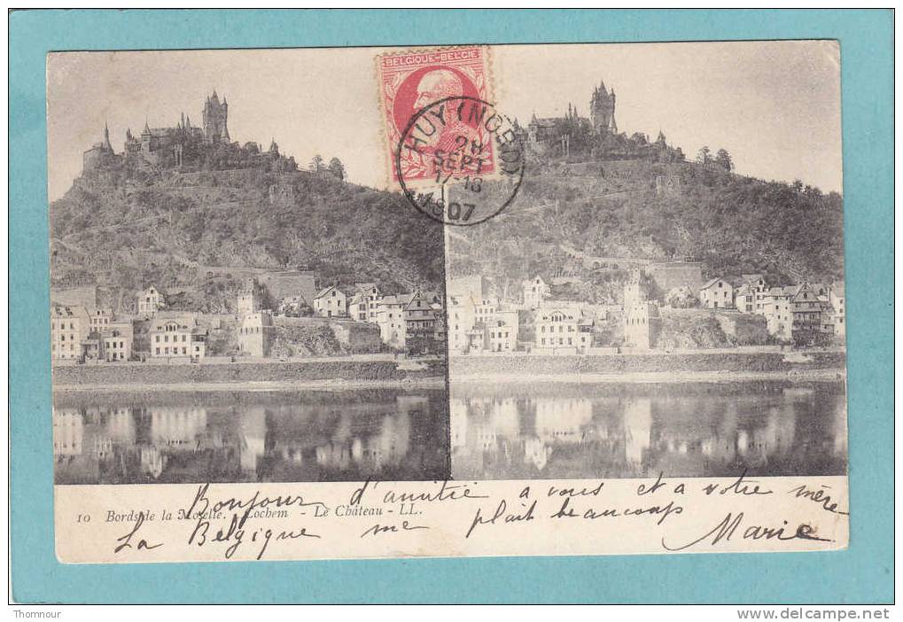 CARTE STEREO  -  Bords De La Moselle  -  Cochem .  -  Le  Château.  -  1907    -  BELLE CARTE PRECURSEUR  - - Stereoscopische Kaarten