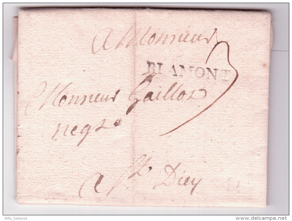 Belgique Lettre De 1762 Avec Marque Noire "BLANMONT" + "3" Pour St Diey. - 1714-1794 (Oesterreichische Niederlande)