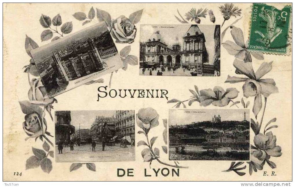 LYON - RHÔNE - PEU COURANTE CPA MULTIVUES. - Autres & Non Classés