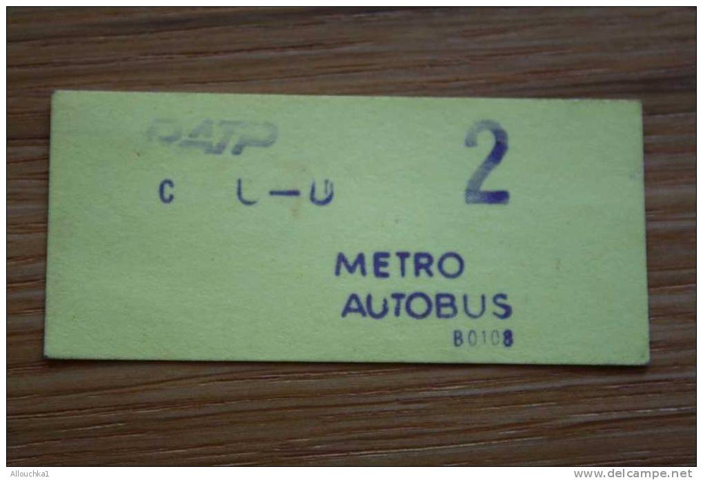 TITRE DE  TRANSPORT  TICKET   RATP >> METROPOLITAIN PARISIEN >METRO  >  AUTOBUS > RER  > T.  > CONVENTION - Europe