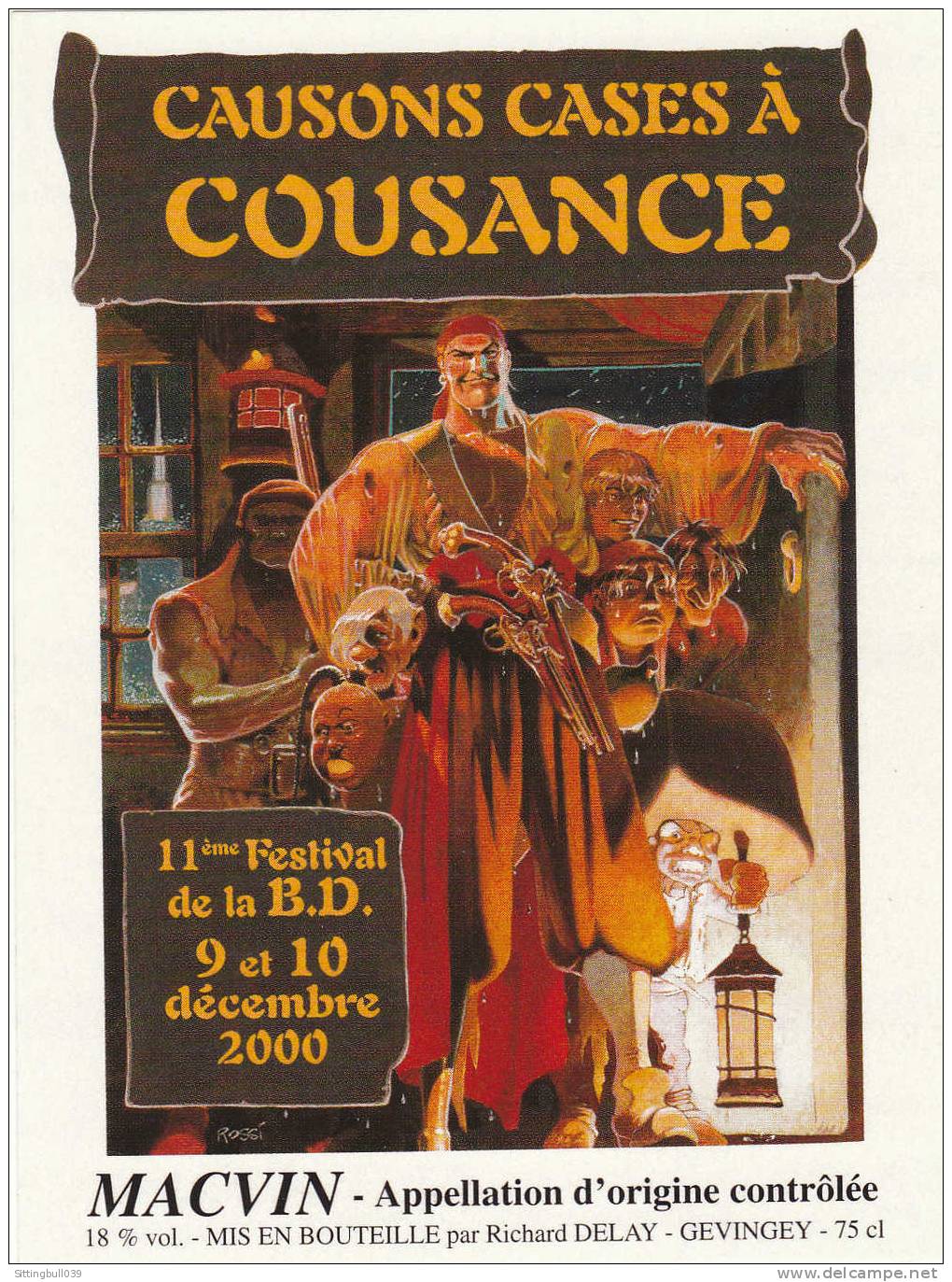 ROSSI. Etiquette De Vin Autocollante Pour Le 11e Festival BD à COUSANCE En 2000. Jura. - Advertisement