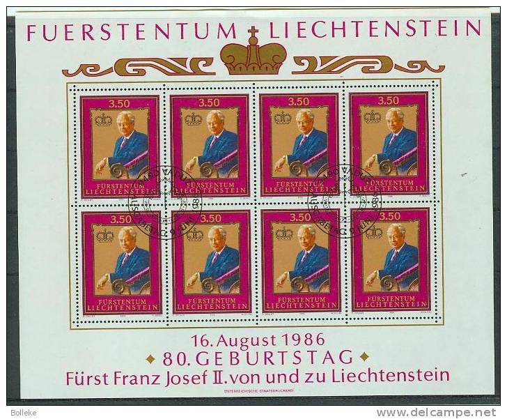 Familles Royales - Liechtenstein  -  Yvert  844 Oblitéré - En Petite Feuille De 8 - Valeur 36 Euro - Faciale 21 Euros - Gebraucht