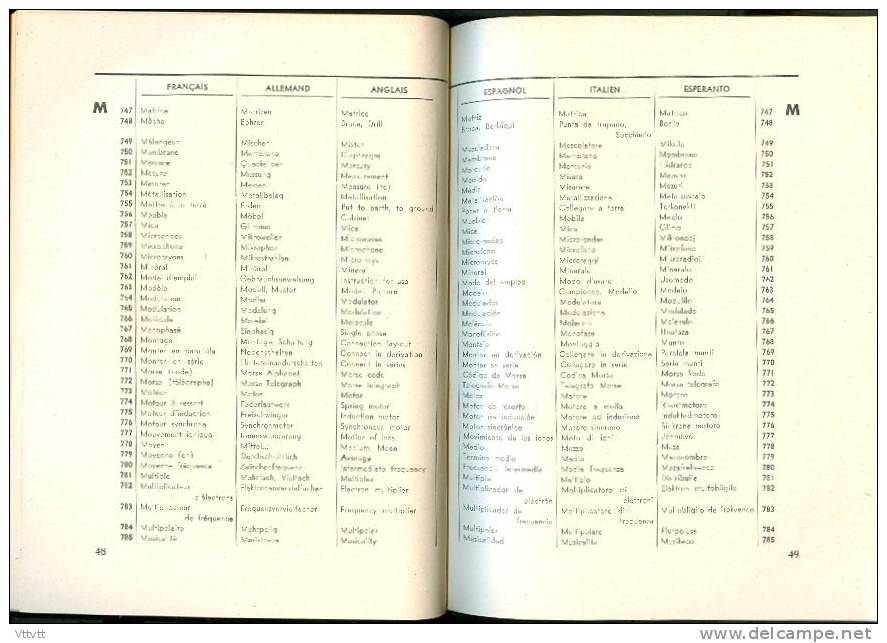 VOCABULAIRE DE LA RADIOTECHNIQUE EN SIX LANGUES, Français, Allemand, Anglais, Espagnol, Italien, Esperanto (1940)... - Dictionaries