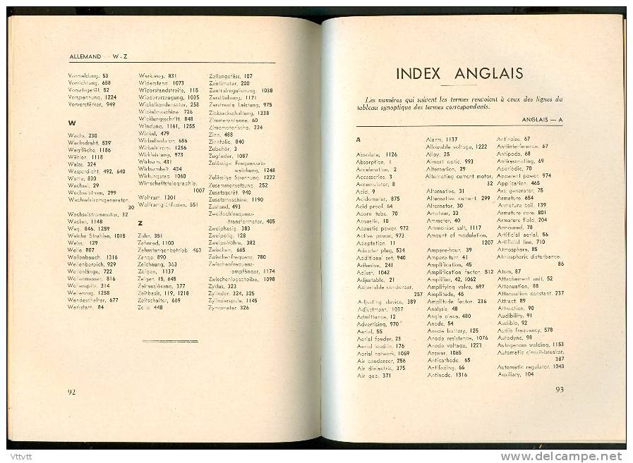 VOCABULAIRE DE LA RADIOTECHNIQUE EN SIX LANGUES, Français, Allemand, Anglais, Espagnol, Italien, Esperanto (1940)... - Dictionaries