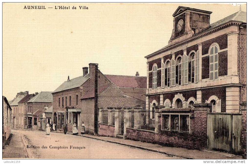 AUNEUIL (Oise) : Carte Toilée - "L´ Hôtel De Ville" - Editions Comptoirs Français - Auneuil