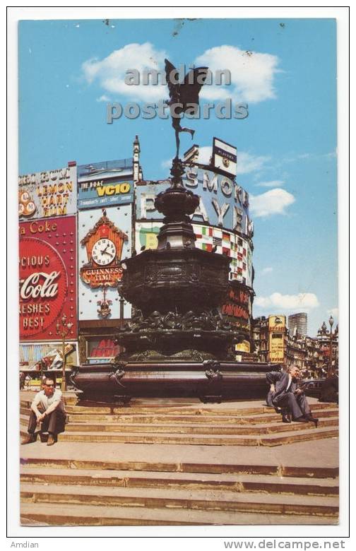 EROS Statue, PIccadilly Circus, London England C1960s Vintage Postcard - Piccadilly Circus