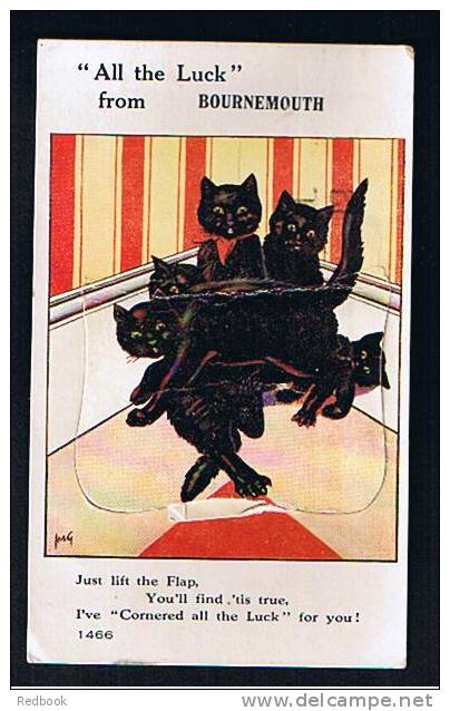 RB 676 - 1926 Novelty Postcard Cats & Bournemouth - "British Goods Are Best" Slogan Postmark - Bournemouth (from 1972)