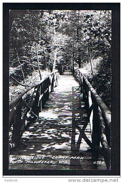 RB 676 - Real Photo Postcard Rustic Bridge Grant Park South Milwaukee Wisconsin USA - Milwaukee