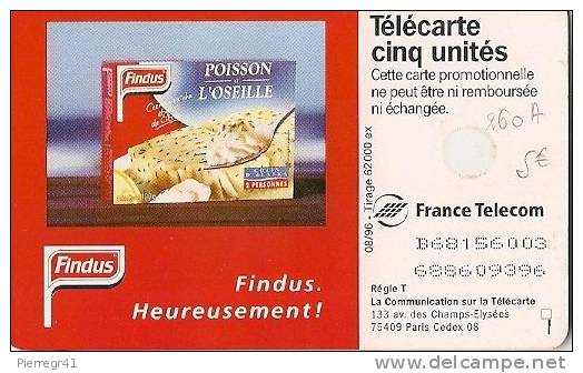 CARTE-FR-PRIVEE-5U-Gn260-08/96-GEMA -FINDUS-OSSEILLE-Série 6003-Utilisé -TBE - 5 Eenheden