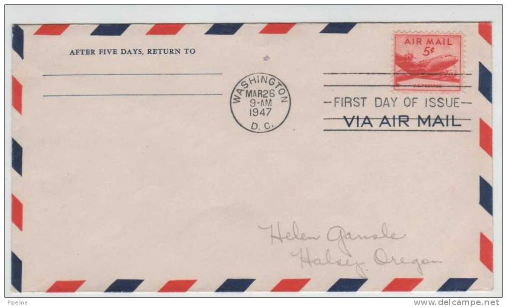 USA AIR Mail FDC 5 C. Washington 26-3-1947 - 1941-1950