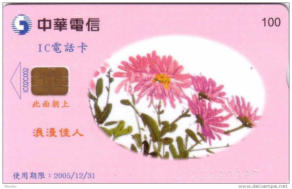 TAIWAN CARTE 1 SERIE FLEURS FLOWERS SET 100U VALID 2005/12/31 - Taiwan (Formosa)