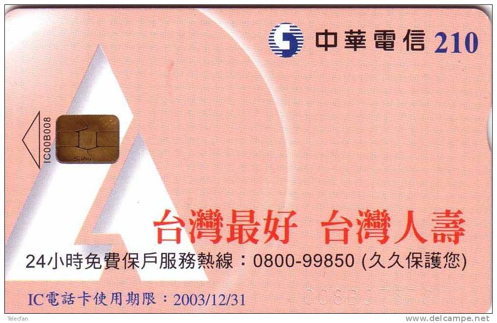 TAIWAN  TAIWAN LIFE GLOSSY 210U  VALID 2003/12/31  ANTIC CARD RARE - Taiwan (Formosa)