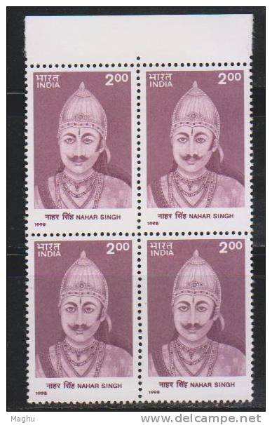 India 1998 MNH Block Of 4, Nahar Singh - Blokken & Velletjes