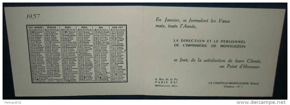 Imprimerie De LA CHAPELLE-MONTLIGEON.ORNE.1957 - Petit Format : 1941-60