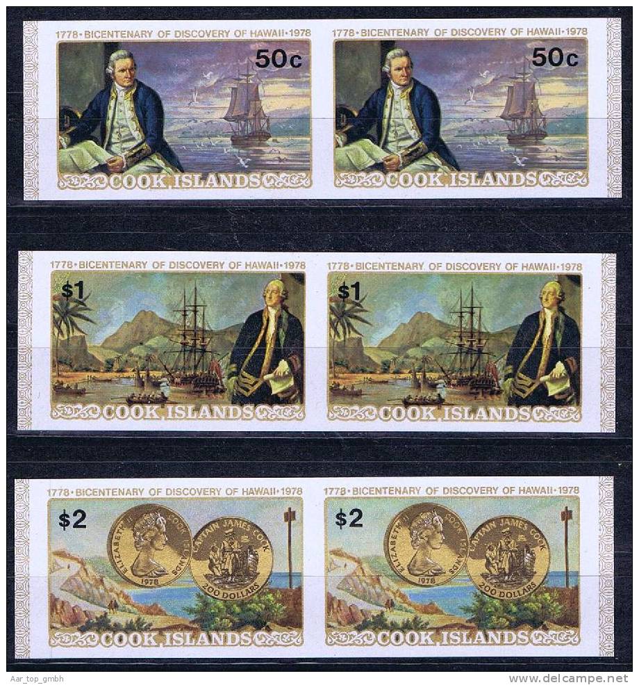 Cook Islands 1978 Mi# 547-9 ** Postfrisch Ungezähnt Paare Aus Klein-Bogen - Cook