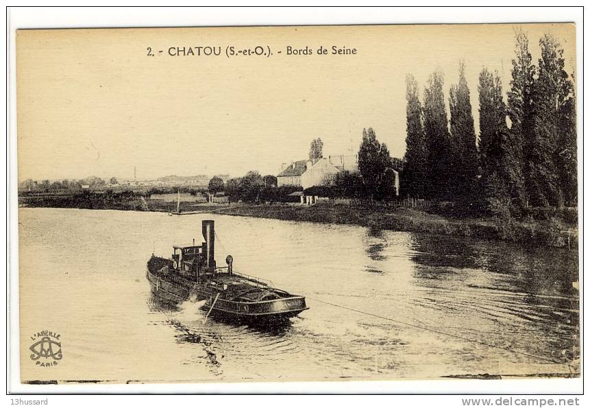 Carte Postale Ancienne Chatou - Bords De Seine - Remorqueur, Batellerie - Chatou