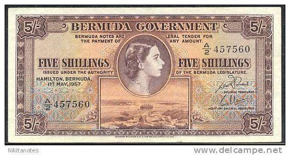 * BERMUDA - 5 SHILLINGS 1957 XF+ P 18 B - Bermude