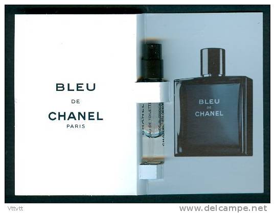 BLEU DE CHANEL, Eau De Toilette Pour Homme, Vaporisateur-Spray, Echantillon-Carte 2 Ml, Neuf - Miniatures Femmes (avec Boite)