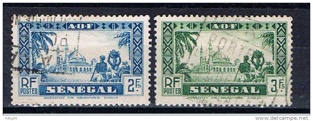 SN+ Senegal 1935 Mi 143-44 Moschee - Gebruikt