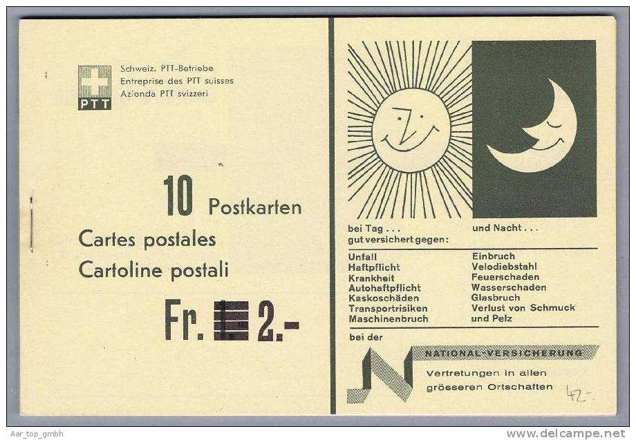 Schweiz 1963 Komplettes Postkartenheftchen Zu#197PKH-3 Ungebraucht - Entiers Postaux