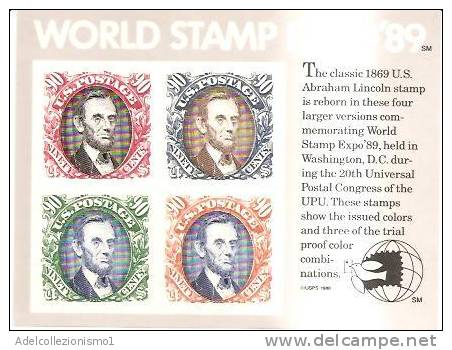 48794)foglietto Americano Serie World Stamp Expo'89 Con 4 Valori - Nuovo - Bf20 - Blocs-feuillets