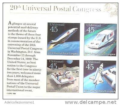 48796)foglietto Americano Serie 20° Ann Universal Postal Congress Con 4 Valori - Nuovo - Bf22 - Blokken & Velletjes